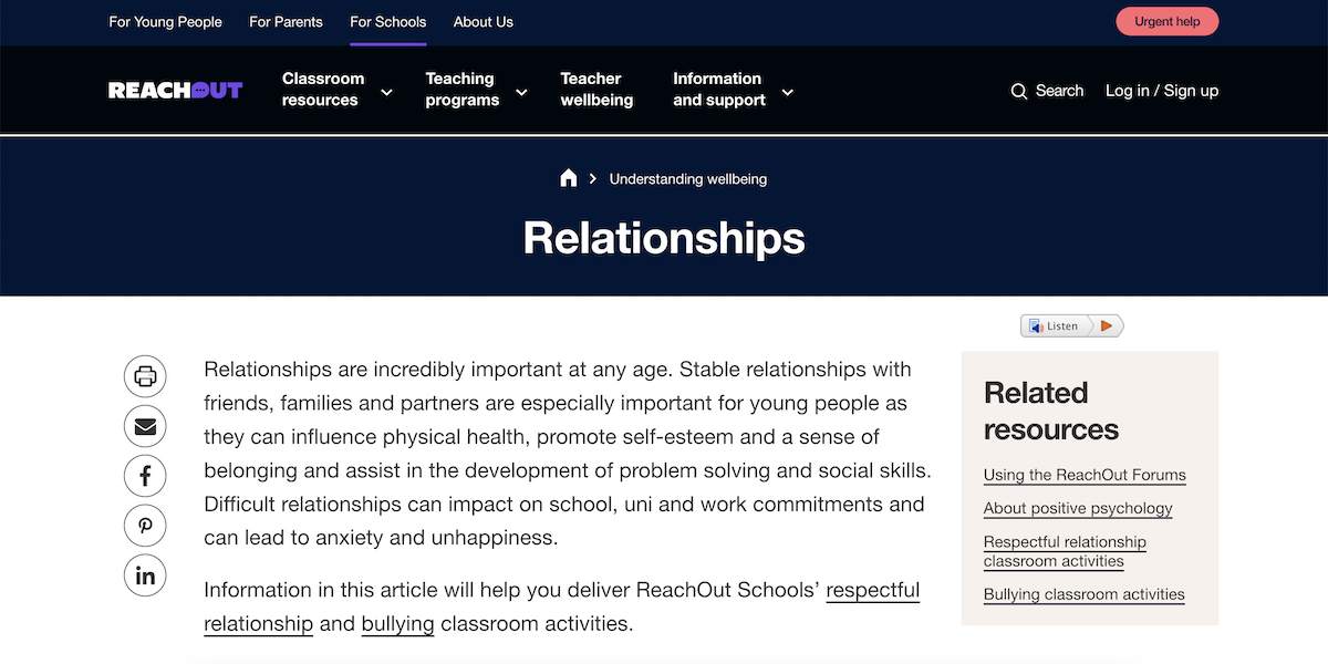 ReachOut: Relationships