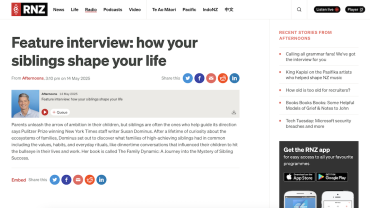RNZ Feature interview: How your Siblings Shape your Life